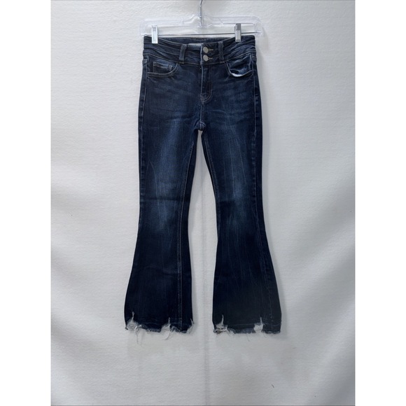KanCan Denim - Kancan High Rise Raw Hemmed Flare Leg Distressed Denim Jeans 144635 Size 12